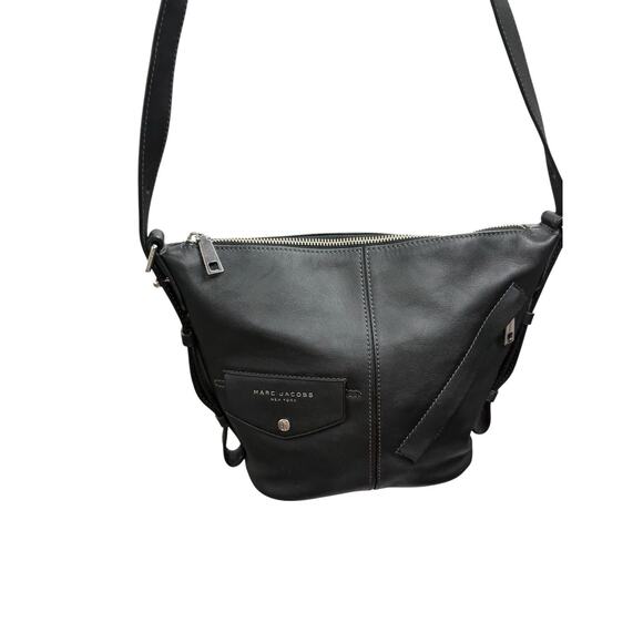 Marc Jacobs The Mini Sling Convertible Leather Hobo Purse Black - Picture 9 of 15